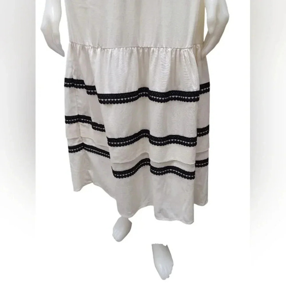4our Dreamers NWT Midi Linen blend Cream  and Black Skirt Size XL - Picture 2 of 7